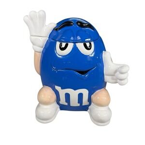 M&M's VTG Blue Ceramic Cookie Jar Benjamin & Medwin
